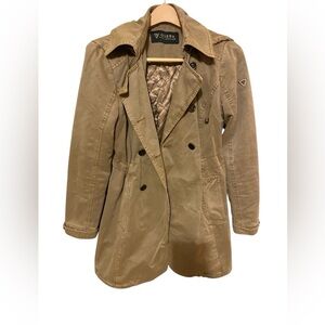 Guess Los Angeles Womens Camel color winter coat with Hoodie Size Medium